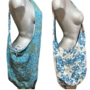 Reversible Cloth Slouchy Hobo Bag Floral Pockets Cottagecore Crossbody Fairy 18”